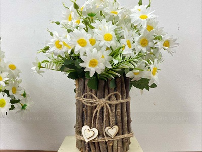 Chậu hoa cúc quấn nhánh cây Handmade [Loại 1] C25cm CHAUHOACS-07